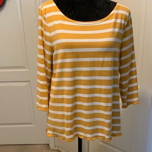 Talbots Mustard and White Striped Long Sleeve Top